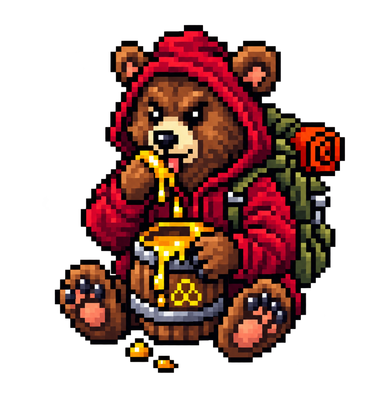 Pixel-Art-Bär mit Honig