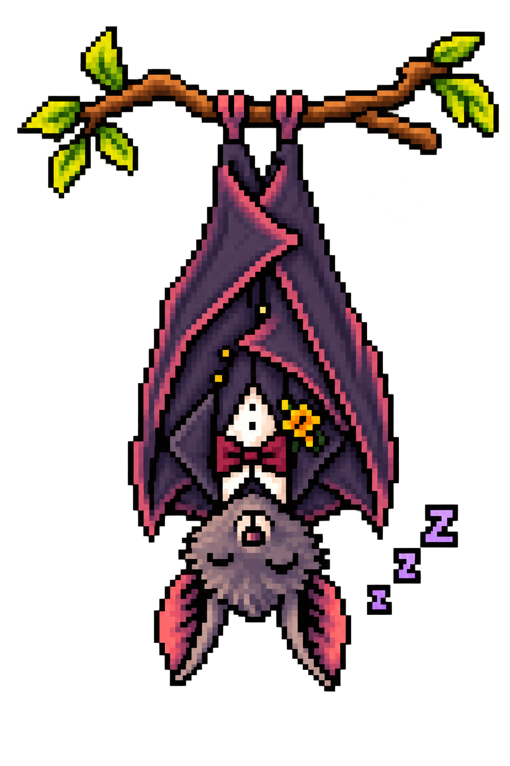 Schlafende Pixel-Art Fledermaus